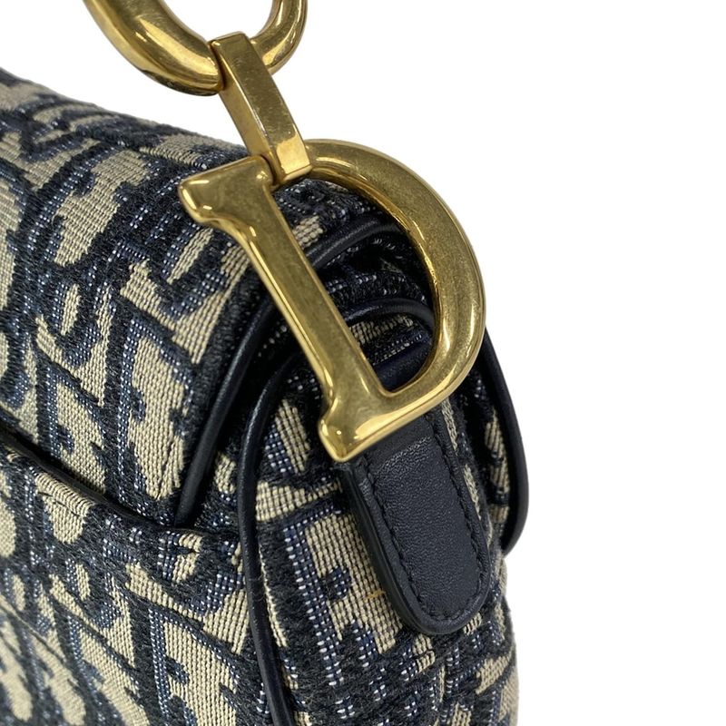 Dior/christian Dior Handbag Saddle Bagtrotter Navy And Ivory Mini Bag Leather