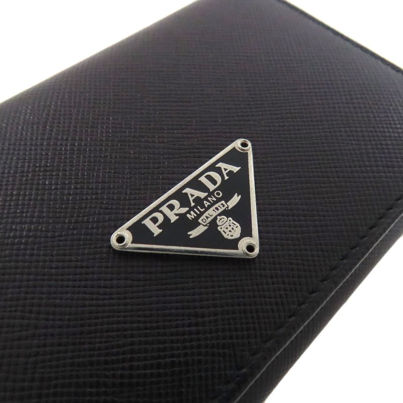 Prada M504a Business Card Holder Logo Hardware Card Case Saffiano Women
