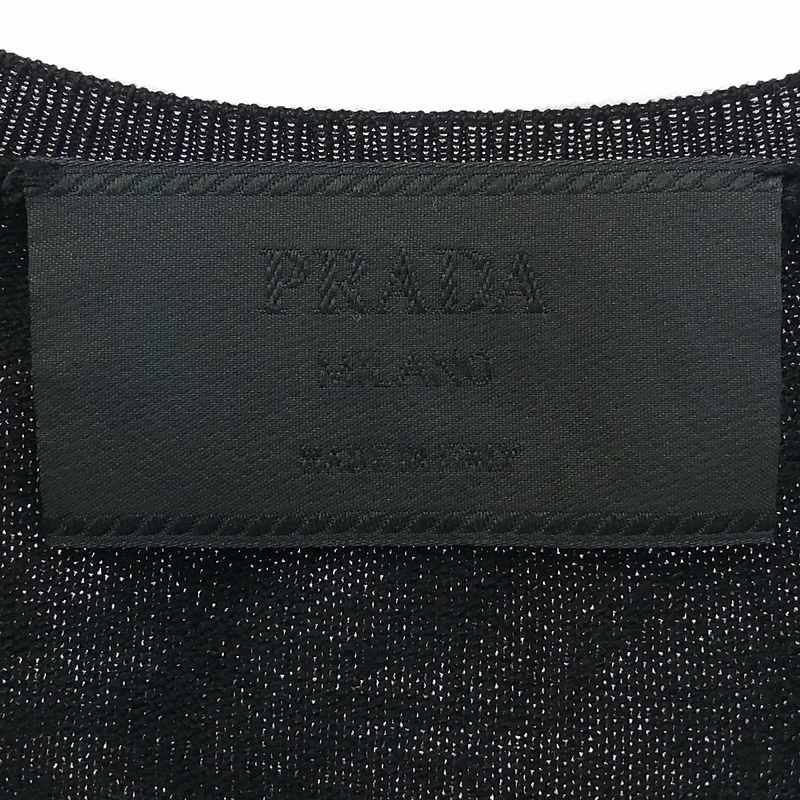 Prada | Wool V-neck Knit Dress | 50 | Black | Women