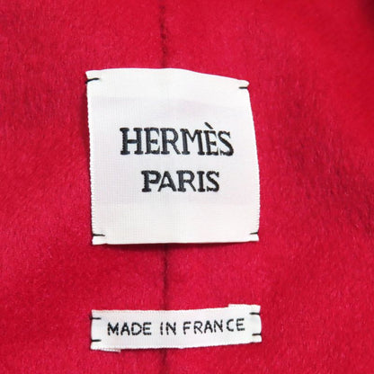 Hermes 21-22aw Leather Belted 100% Cashmere Poncho/cape Coat Red 36 With