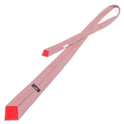 Hermes 5265 SA 100% Silk Geometric Pattern All-over Design Cravat Tie Red With