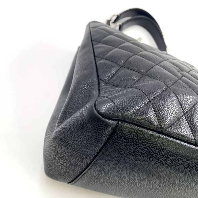 Chanel GST Tote Bag Matelasse 13th Caviar Skin Black Shoulder Bag Silver