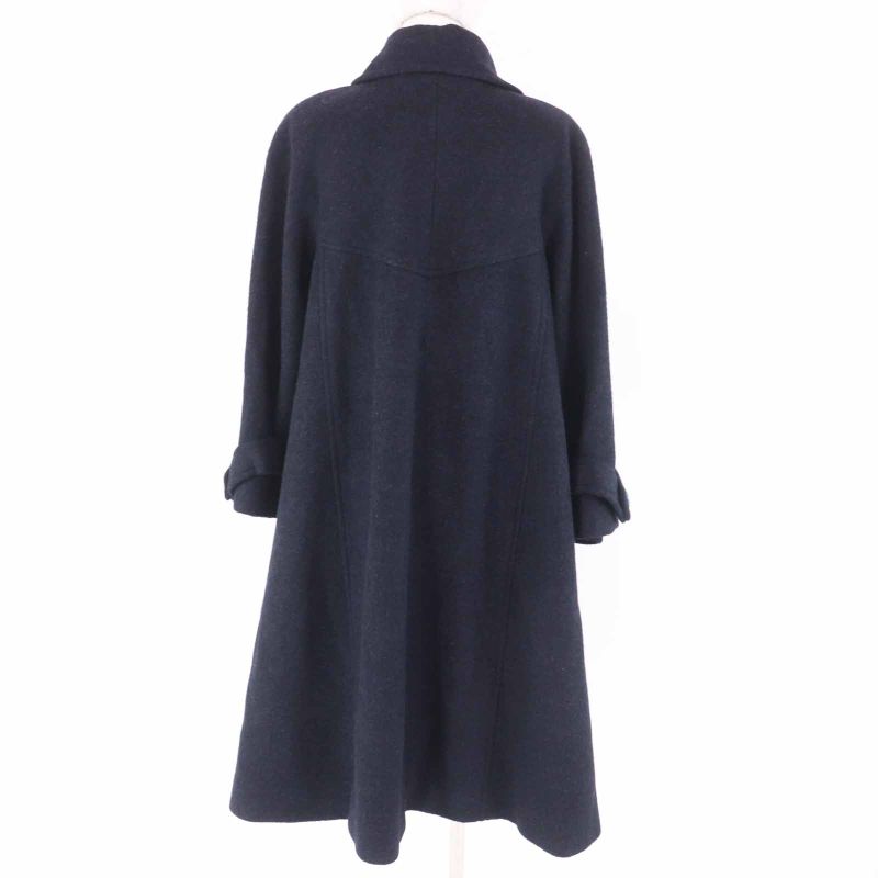 CHANEL P62024 Alpaca Coco-mark Buttoned Extra Long Length Coat Dark Navy 38