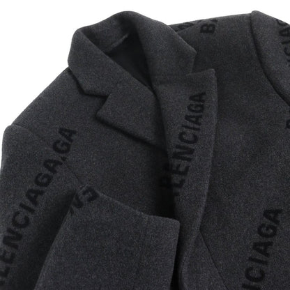 Balenciaga 595272 Shifted COAT 100% Cashmere Long Coat With Logo Pattern