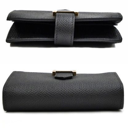 Hermes Bearn Mini Bifold Wallet Black Gold Hardware Vo-epson Black Noir