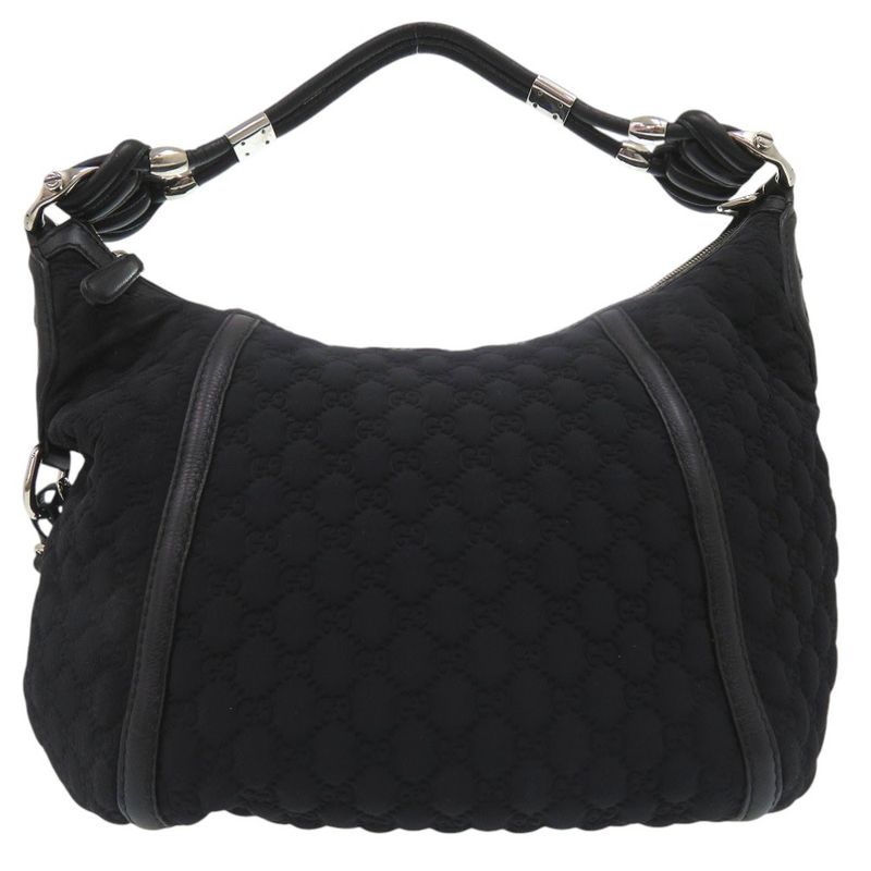 Gucci GG Logo Fringe Bamboo One Shoulder Bag Horsebit Hobo Bag Nylon Leather