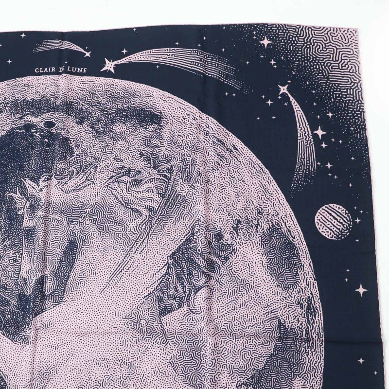 Hermes Carre Geant140 Clair De Lune Cles Cashmere Silk Marine View Rose Scarf