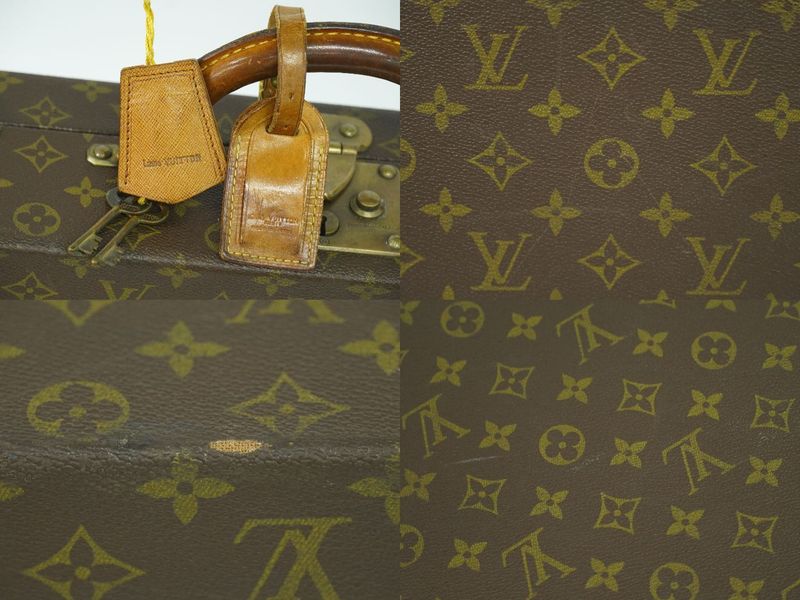 Authentic Louis Vuitton LV President Monogram Attache Case Handbag Brown M53012