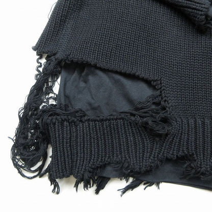 21aw Balenciaga 662718 T3212 Destroyed Knit Hoodie Black Campaign Logo XS