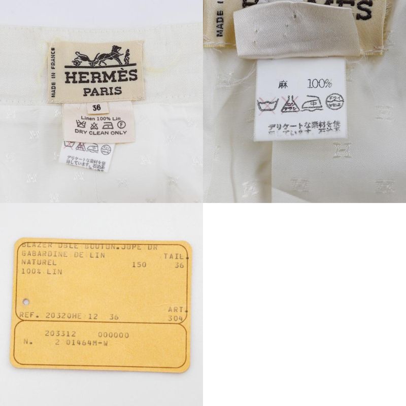 Hermes Skirt Suit Linen White Women's Set-up