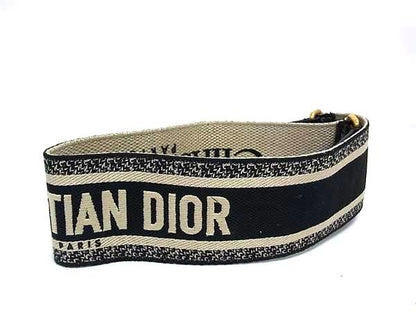 Christian Dior Shoulder Strap For Embroidery Canvas Bag Black Fu2586