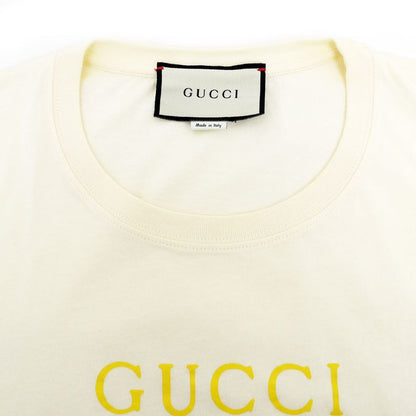 Gucci Webline Logo Print T-shirt XL Size 615044 Cream Color Cotton