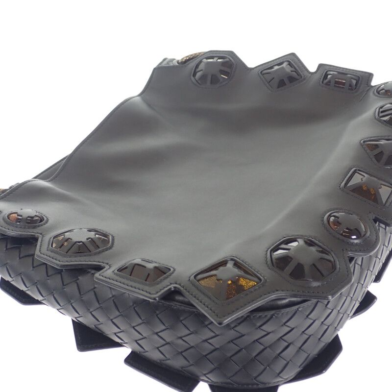 Bottega Veneta Loop Shoulder Bag Handbag Leather Black Ladies Classy Gift [AB