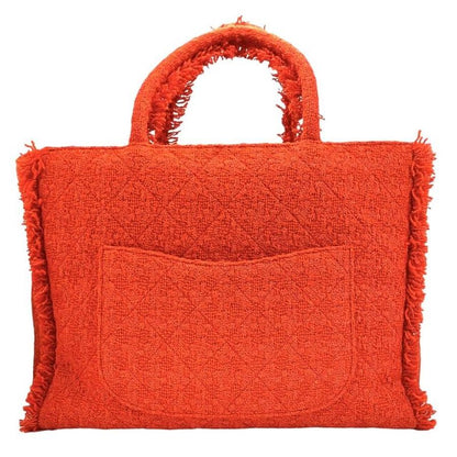 Chanel Tweed Tote Bag 29111338 Serial Sticker Zip Shopping Bag Gold Hardware