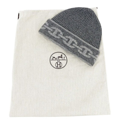 Hermes Knit Cap Heaven Charbon Flannel Gray - L Size Cashmere Hat Knit