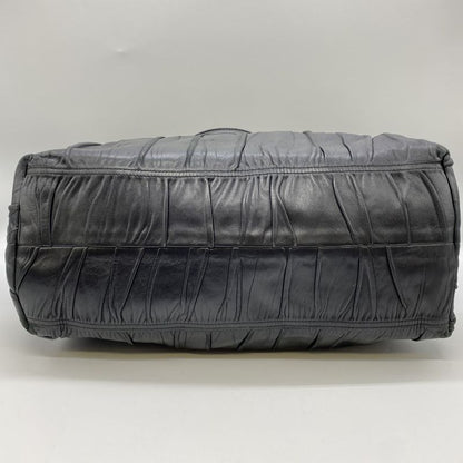Prada Tote Handbag Gather Leather Black Vintage Ladies Men Fashion Gift