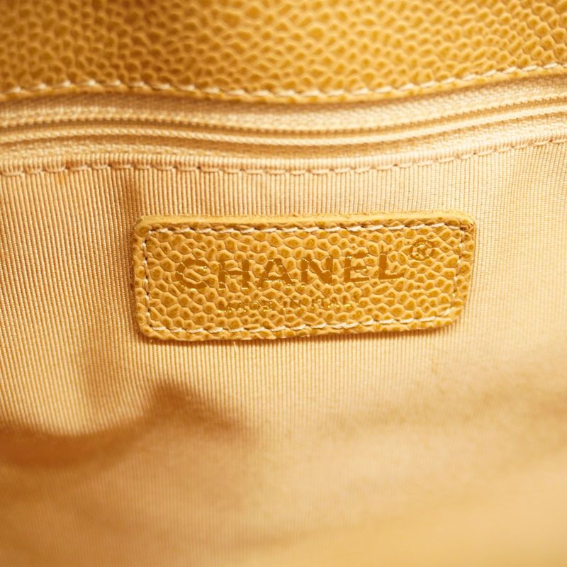 Chanel Shoulder Bag Matelasse Caviar Skin Beige Gold Hardware Women