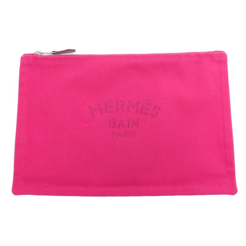Hermes Logo Accessory Pouch Canvas Women