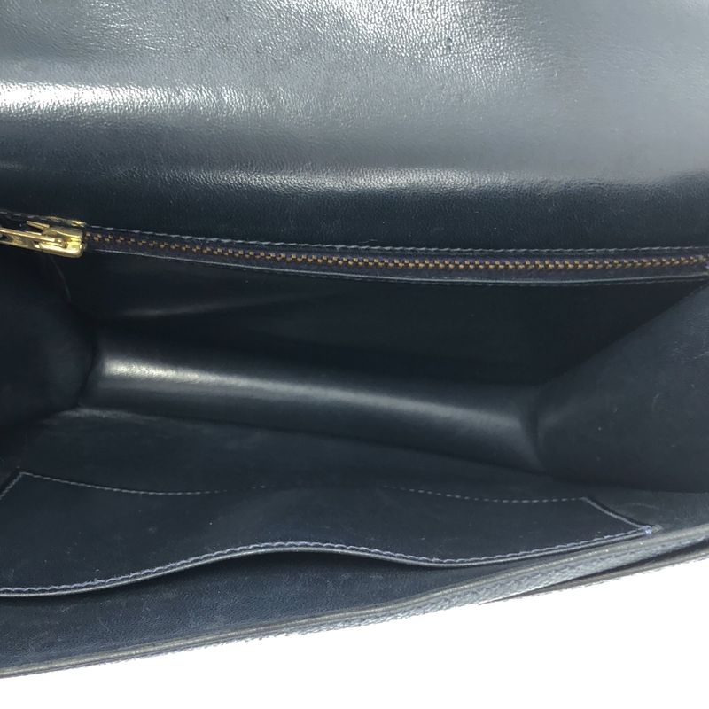 Hermes | 1990s | Freegate Courchevel Gold And Silver Hardware Handbag | Navy |
