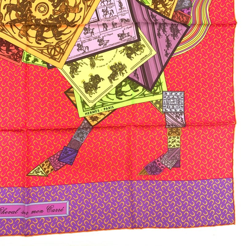 Hermes Carre 90 Cheval SUR MON Carre On Horseback Scarf 100% Silk