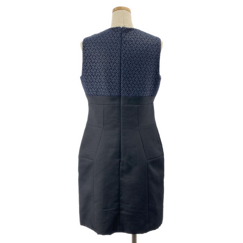 Christian DIOR - Flower Lace Back Zip Sleeveless Dress Fully Lined - 38 - Black