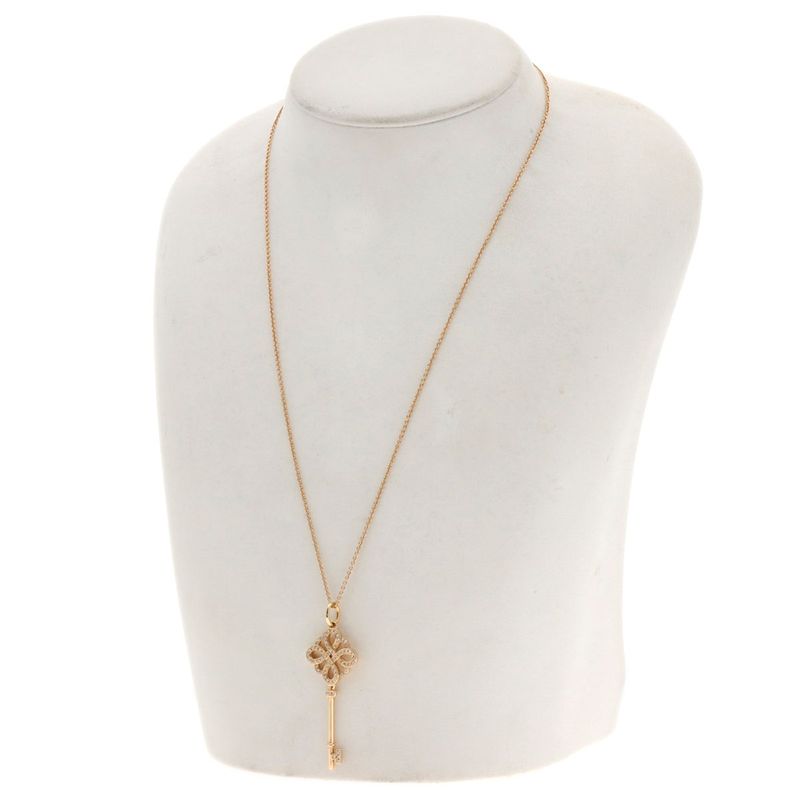 Tiffany & Co Knot Key Diamond Necklace 18K Pink Gold Ladies