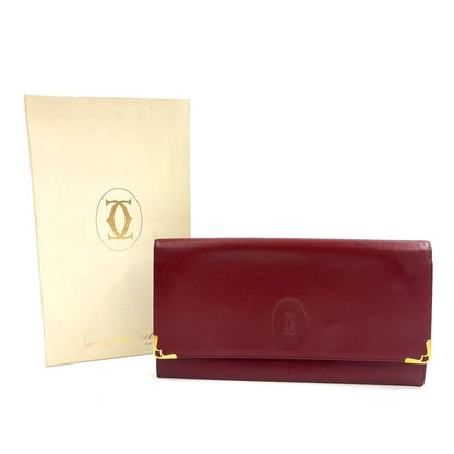 Cartier Mustline Leather Bordeaux Clutch Bag Gold 7 318 4 155