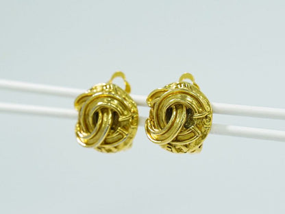 Authentic Chanel Coco Mark Earrings GP Gold Plated Coco Mark Accessories