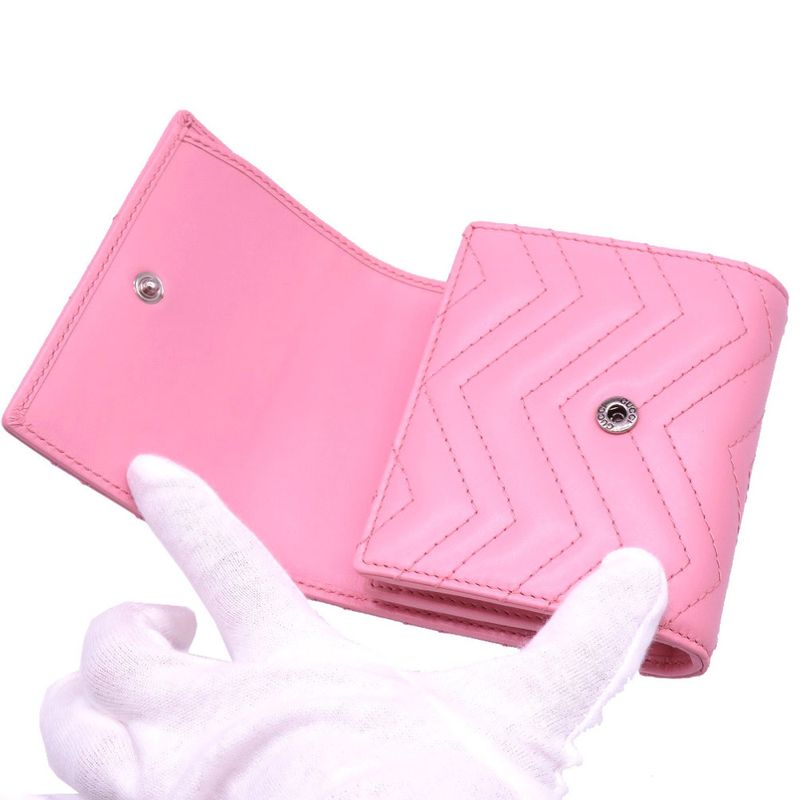 Gucci Compact Wallet GG Marmont 598629 Bifold Wallet Leather Pink 0052 Gucci
