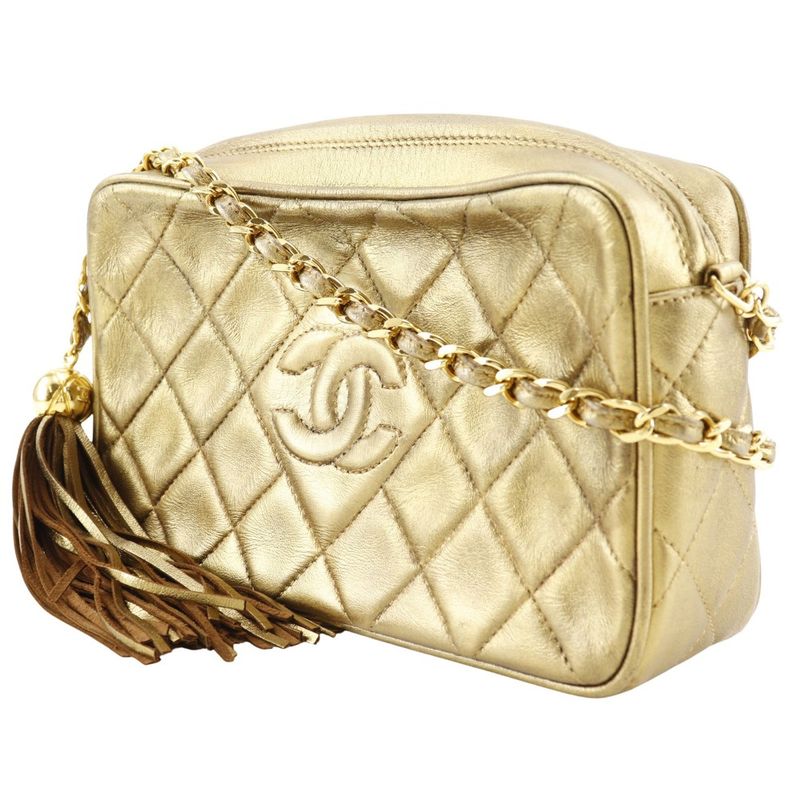 Chanel Fringe Chain Shoulder Matelasse A03727 Lambskin Gold Ladies Shoulder Bag