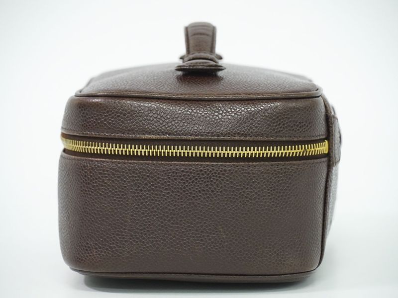 Authentic Chanel Coco Mark Vanity Bag Handbag Cosmetic Pouch Caviar Skin