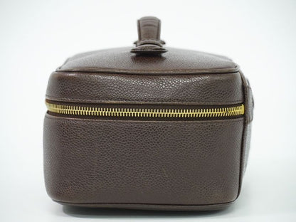 Authentic Chanel Coco Mark Vanity Bag Handbag Cosmetic Pouch Caviar Skin