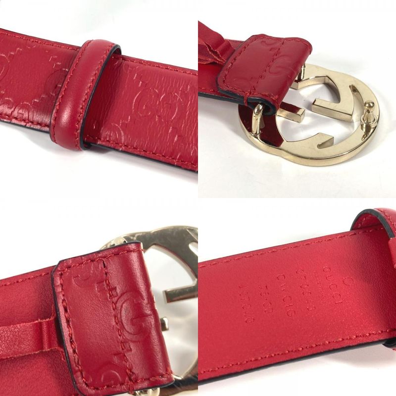 Gucci Belt GG Buckle 370543 Cima Leather Red