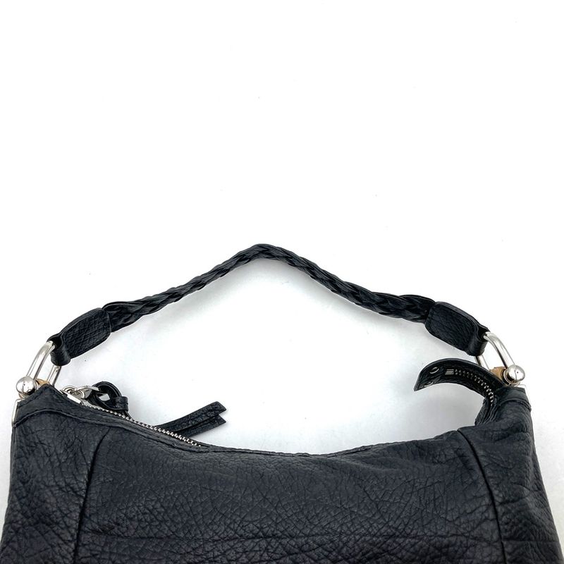 Gucci 257090 Handbag Shoulder Bag Bamboo Braided Handle Leather Black Women