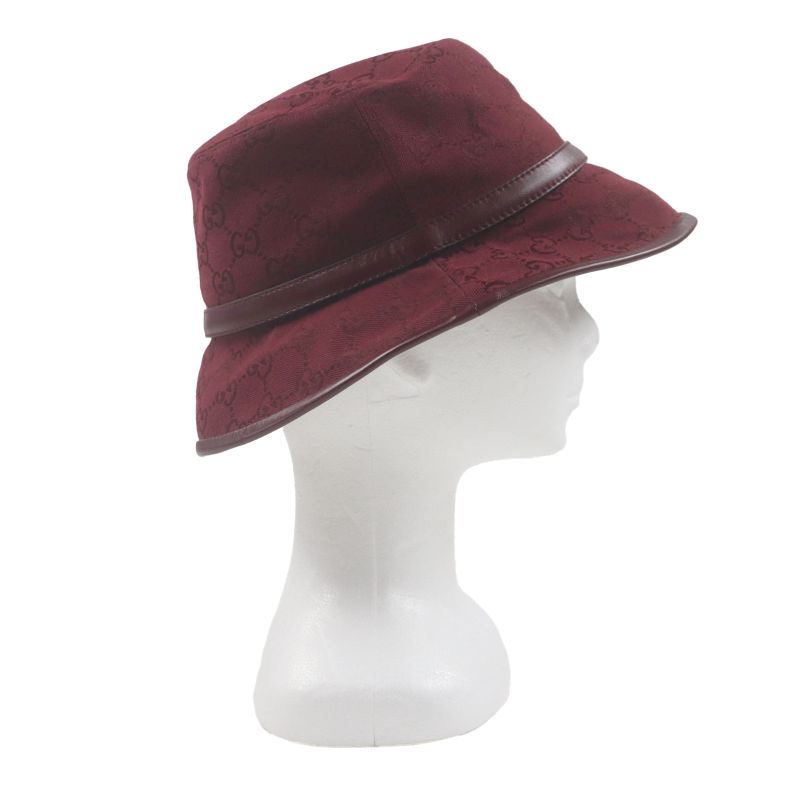 Gucci 833280 Ggmonogram Leather Use Hat Bucket Hat Bordeaux L 58cm (22.83in)