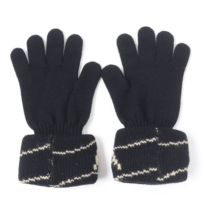 Hermes Margiela Period 100% Cashmere H Embroidered Knit Gloves Black SM Made In