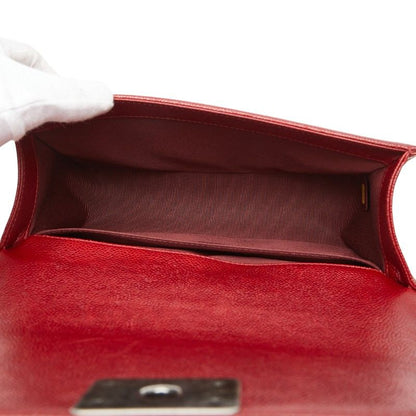 Chanel Coco Marc Boy Chanel 25 Crossbody Chain Shoulder Bag Red Caviar Skin