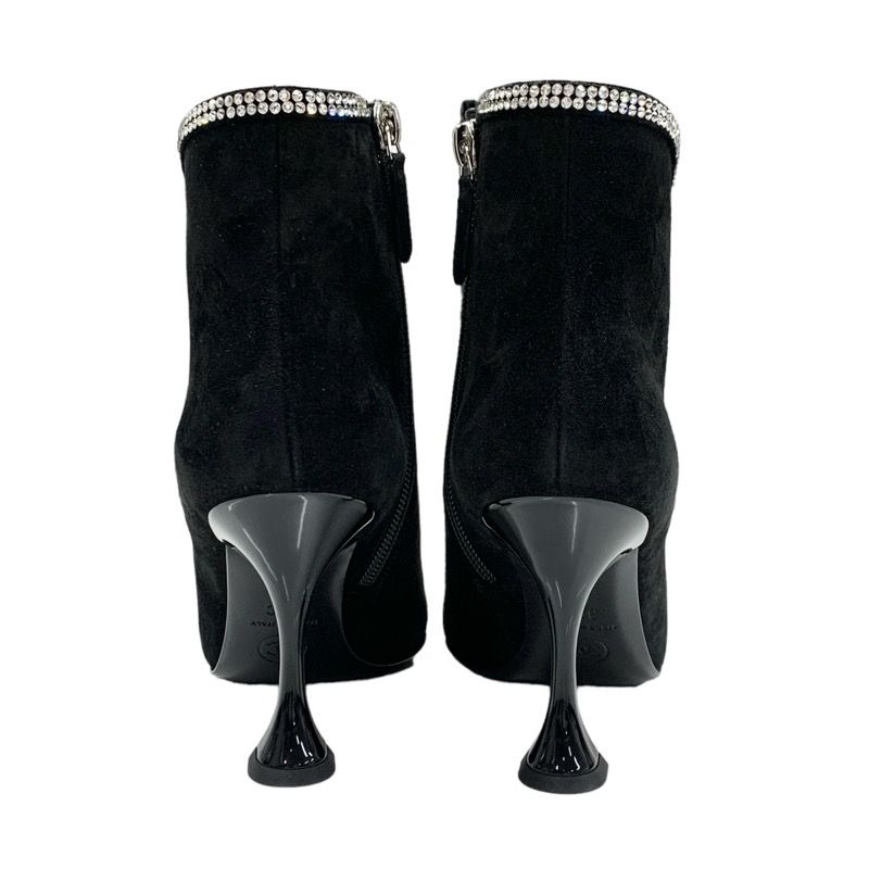 Chanel Boots Short Boots Shoes Suede Fabric Black Rhinestone Star