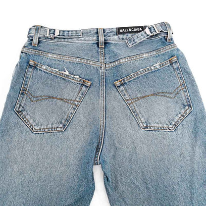 Balenciaga Denim Pants Damage XXS Size Blue Trousers Women's Apparel