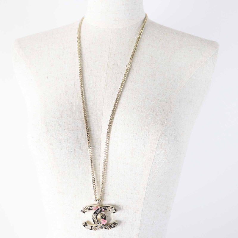 CHANEL B24P Abd325 Camellia Perfume Bag Icon Design Large Coco Mark Necklace