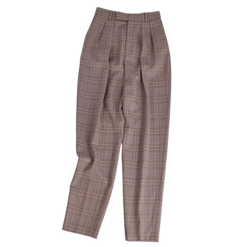 Celine Trousers Long Pants Slacks Staggered Plaid Wool