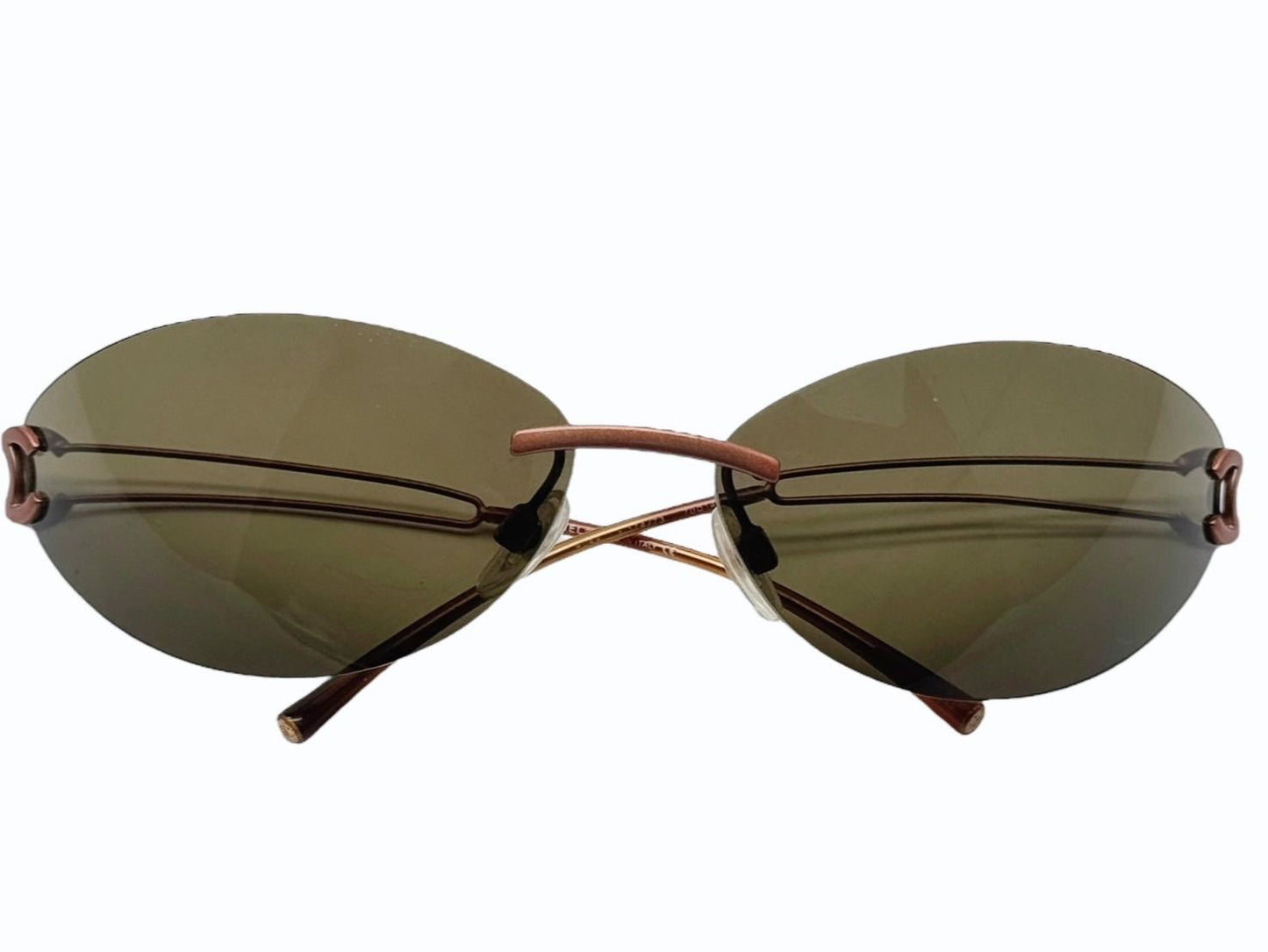 Chanel Rimless Sunglasses CC Logo Blanc Brown Eyewear — view 2
