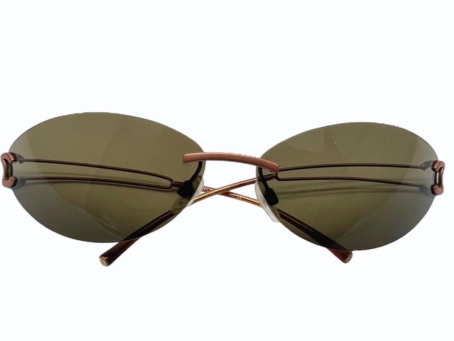 Chanel Rimless Sunglasses CC Logo Blanc Brown Eyewear — view 2