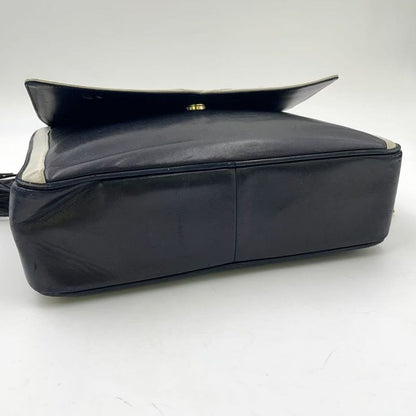 Chanel Coco Mark Serial No 2 Leather Black And White Chain Shoulder Bag Gold