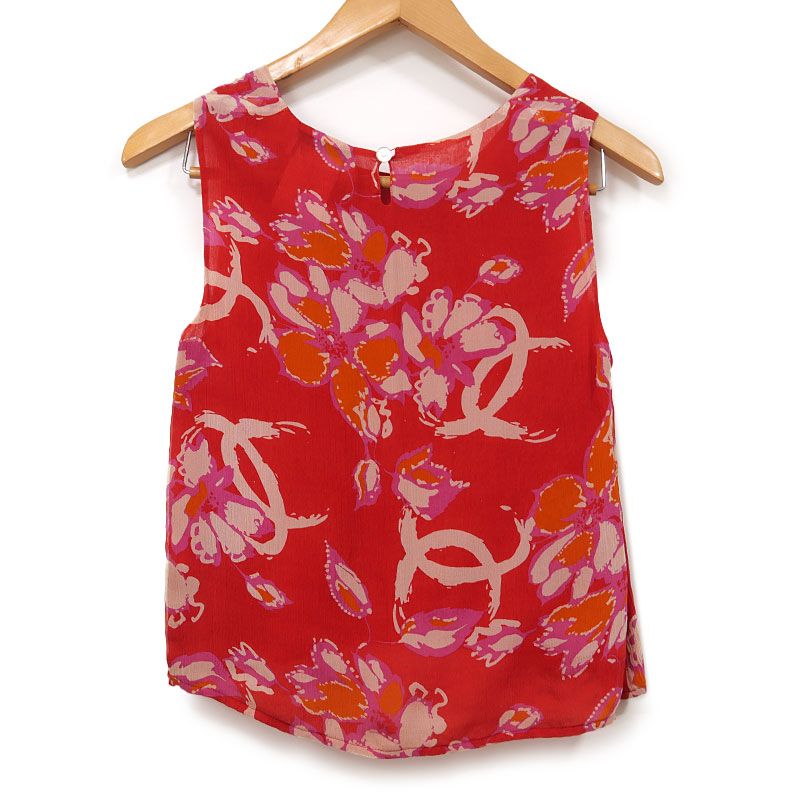 Chanel Flower Print Sleeveless Top P17975 38 Tank Top