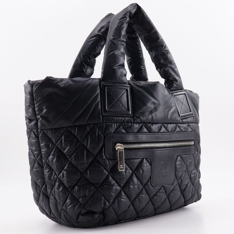 Chanel Coco Cocoon Small Tote Reversible A48610 Nylon Black Ladies Handbag