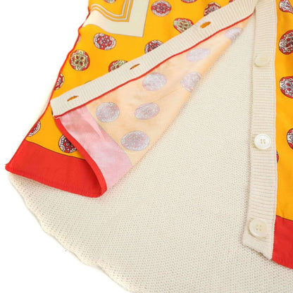 Celine Phoebe Period Silk Scarf Knit Cardigan 25p903409 Orange and Ivory XS