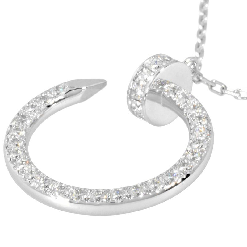 Cartier Juste Un Clou Necklace Diamond 18K White Gold 58g White Togo Old 45cm