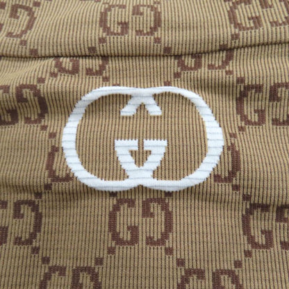 Gucci 23SS 715524 GG Pattern Half Zip Cropped Jersey Top Beige Brown M Made In