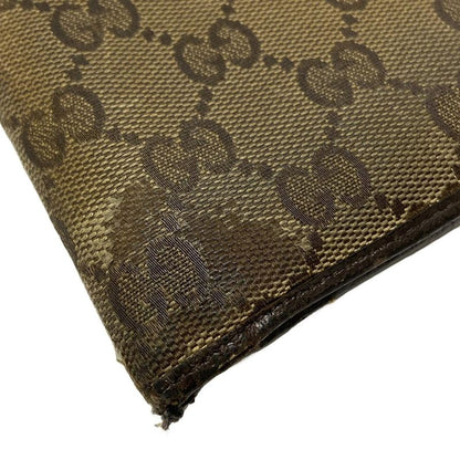 Gucci Bifold Wallet In GG Pattern 04862 Beige And Dark Brown Leather